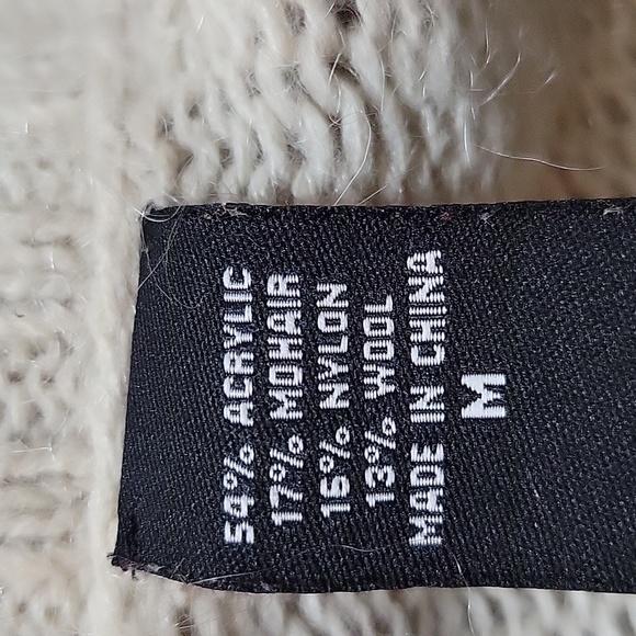 Moda international Mohair wool blend knit sweater wide neck cuffed sleeves - Picture 3 of 6